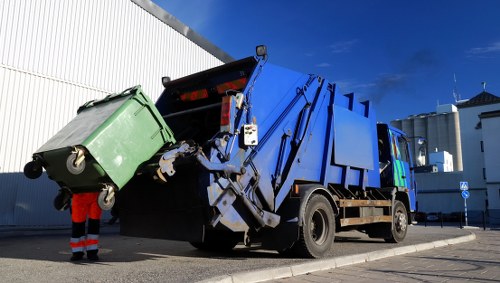 Commercial skip parked at a Bermondsey business site