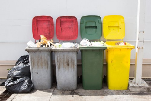 Various types of construction debris collected for removal