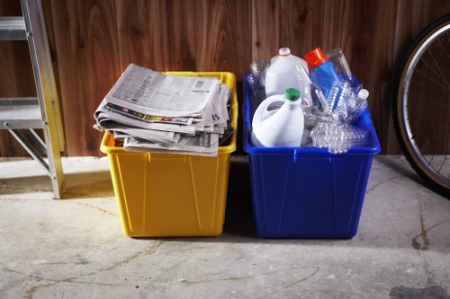 Residential demolition waste being sorted